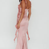 Blushing Ruffle Trim Midi Dress Mauve
