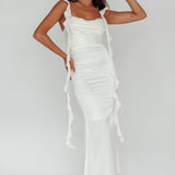 Blushing Ruffle Trim Midi Dress Oyster