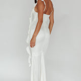 Blushing Ruffle Trim Midi Dress Oyster