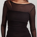 Jozelle Long Sleeve Ruched Maxi Dress Black