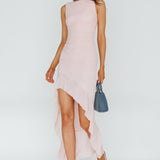 Jozelle Ruffle Hem Midi Dress Powder Pink