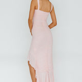 Jozelle Ruffle Hem Midi Dress Powder Pink