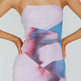Martine One Strap Mesh Midi Dress Print Plum