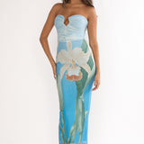 Lahita Strapless Midi Dress Orchid Blue
