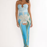 Lahita Strapless Midi Dress Orchid Blue