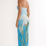 Lahita Strapless Midi Dress Orchid Blue