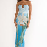 Lahita Strapless Midi Dress Orchid Blue
