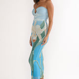 Lahita Strapless Midi Dress Orchid Blue