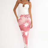 Lahita Strapless Midi Dress Hibiscus Fuchsia