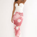 Lahita Strapless Midi Dress Hibiscus Fuchsia