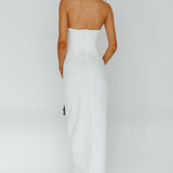 Renita Halterneck Button Maxi Dress White