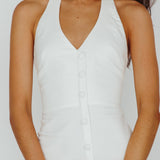 Renita Halterneck Button Maxi Dress White