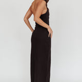 Renita Halterneck Button Maxi Dress Black
