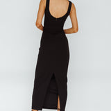 Shenae Piping Trim Maxi Dress Black
