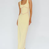 Shenae Piping Trim Maxi Dress Lemon