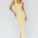 Shenae Piping Trim Maxi Dress Lemon