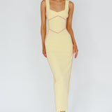 Shenae Piping Trim Maxi Dress Lemon