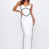 Shenae Piping Trim Maxi Dress White