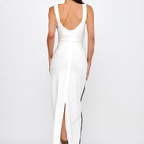Shenae Piping Trim Maxi Dress White