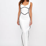 Shenae Piping Trim Maxi Dress White