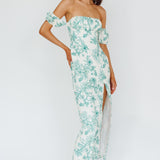 Olivier Off-Shoulder Midi Dress Floral Green