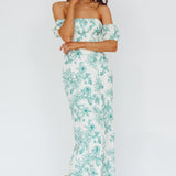Olivier Off-Shoulder Midi Dress Floral Green