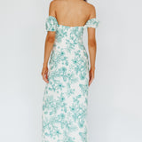 Olivier Off-Shoulder Midi Dress Floral Green