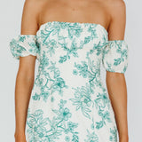 Olivier Off-Shoulder Midi Dress Floral Green
