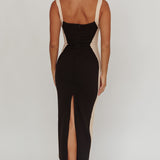 Tenika Contrast Bodycon Midi Dress Black