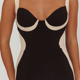 Tenika Contrast Bodycon Midi Dress Black