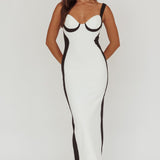 Tenika Contrast Bodycon Midi Dress White