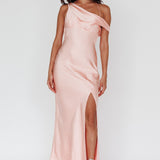 Etienne Off-Shoulder Halter Midi Dress Shimmer Pink