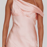 Etienne Off-Shoulder Halter Midi Dress Shimmer Pink