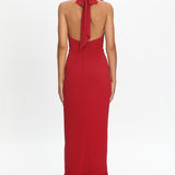 Ray Of Light Ruched Halterneck Maxi Dress Wine