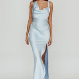 Midnight Sun Asymmetrical Strap Maxi Dress Blue