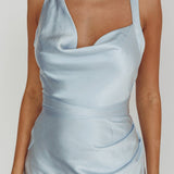 Midnight Sun Asymmetrical Strap Maxi Dress Blue