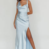 Midnight Sun Asymmetrical Strap Maxi Dress Blue