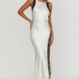 Flying High Lace Trim Maxi Dress Oyster