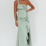 Carmel One-Shoulder Split Maxi Dress Sage