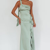 Carmel One-Shoulder Split Maxi Dress Sage