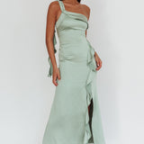 Carmel One-Shoulder Split Maxi Dress Sage