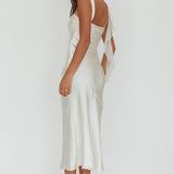 Carmel Shoulder Sash Midi Dress Oyster