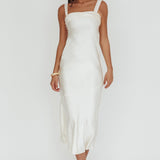Carmel Shoulder Sash Midi Dress Oyster