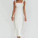 Carmel Shoulder Sash Midi Dress Oyster