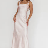 Carmel Shoulder Sash Midi Dress Blush
