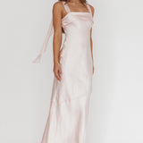 Carmel Shoulder Sash Midi Dress Blush