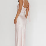 Carmel Shoulder Sash Midi Dress Blush