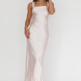 Carmel Shoulder Sash Midi Dress Blush