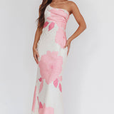 Carmel One-Shoulder Sash Maxi Dress Floral Butter