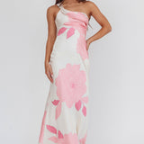 Carmel One-Shoulder Sash Maxi Dress Floral Butter
